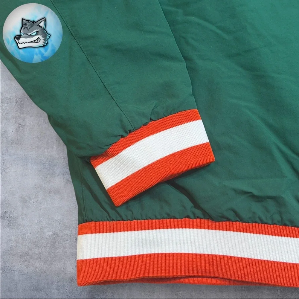 Adidas Miami Hurricanes Coaches Dugout Jacket Green Men's Size Medium JM9976